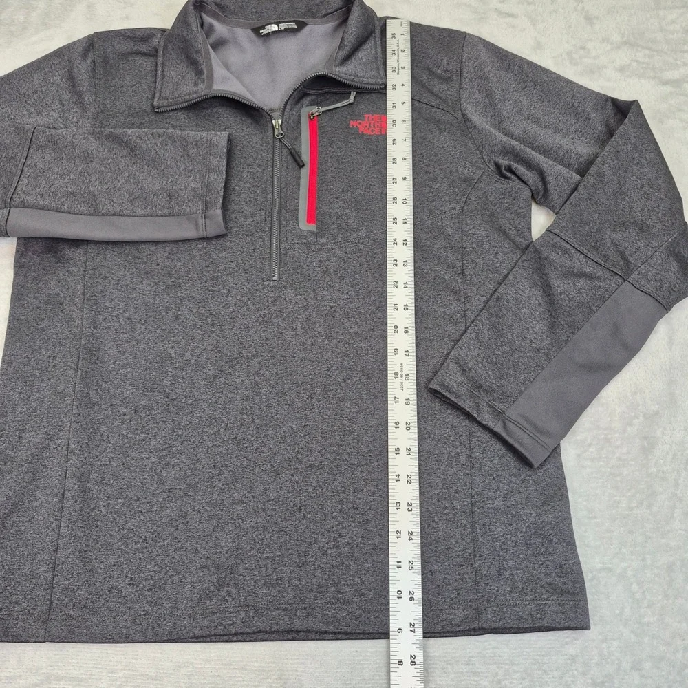 The North Face Mens L Quarter Zip Fleece Pullover Grey Red CY1061 Sweater